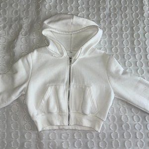 White cropped zip up sweatshirt